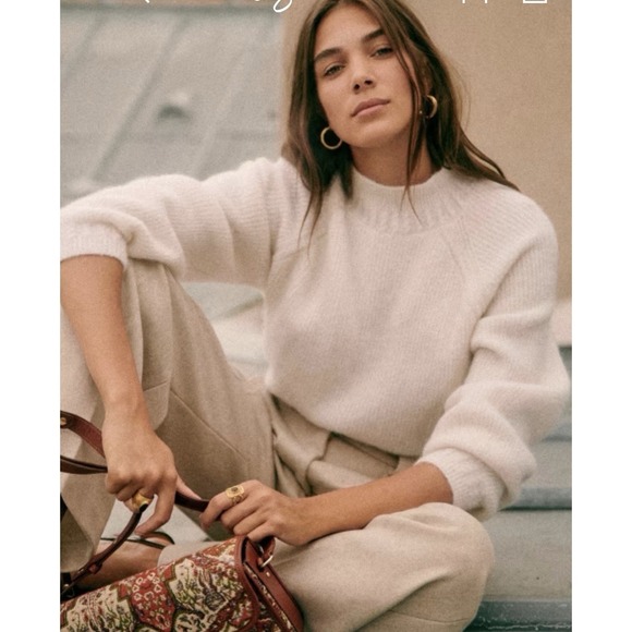 Sezane Sweaters - Sézane Otis Jumper Sweater Women's XS Baby Alpaca Preppy Top Designer White